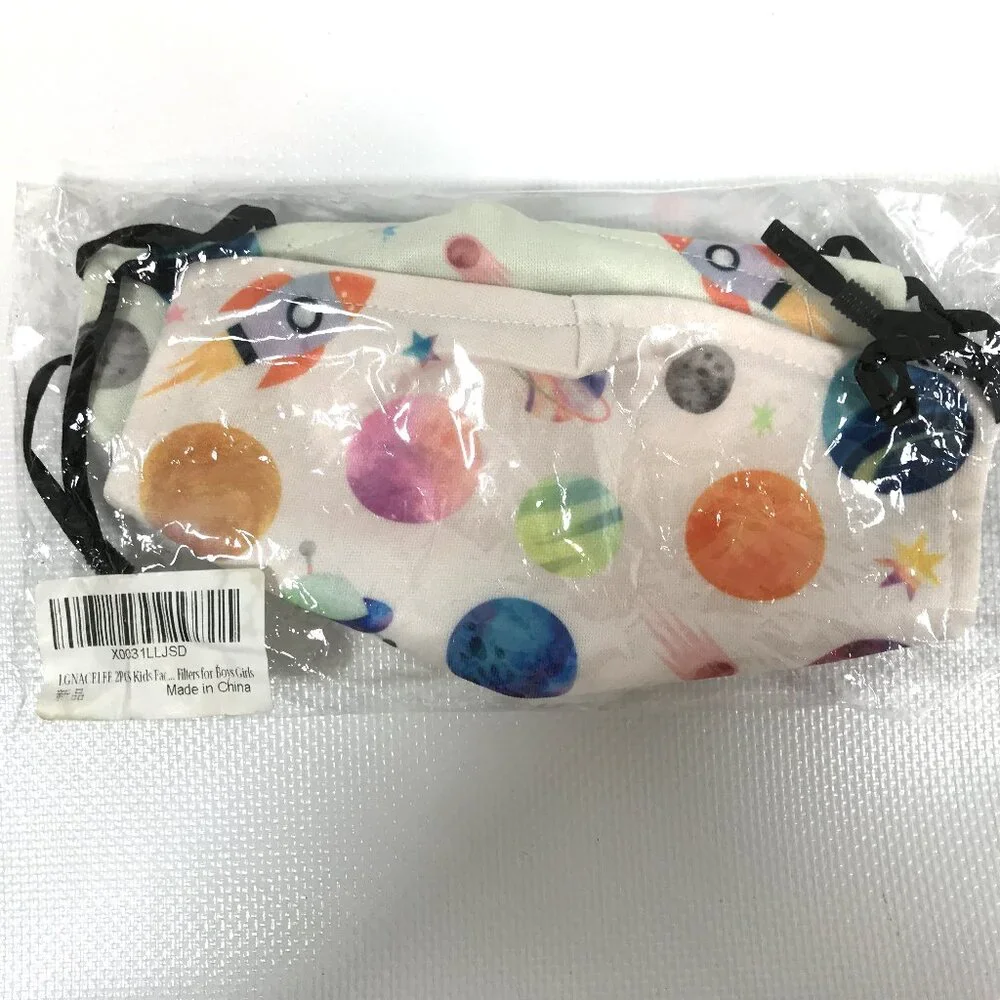 Kids Cotton Face Mask Outer Space Rocketship Spaceship Planets